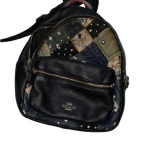 Coach Black Leather & Patchwork Canvas Mini Backpack